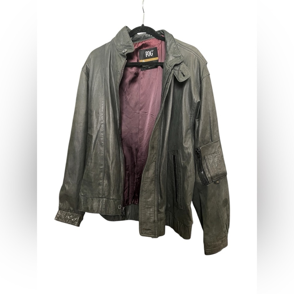 Vintage London Fog Leather Jacket size XL - dark gray